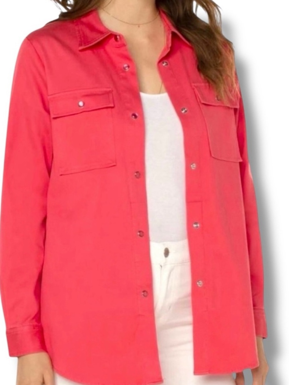 Liverpool Watermelon Button Front Longline Casual Jacket Shacket Medium NWT